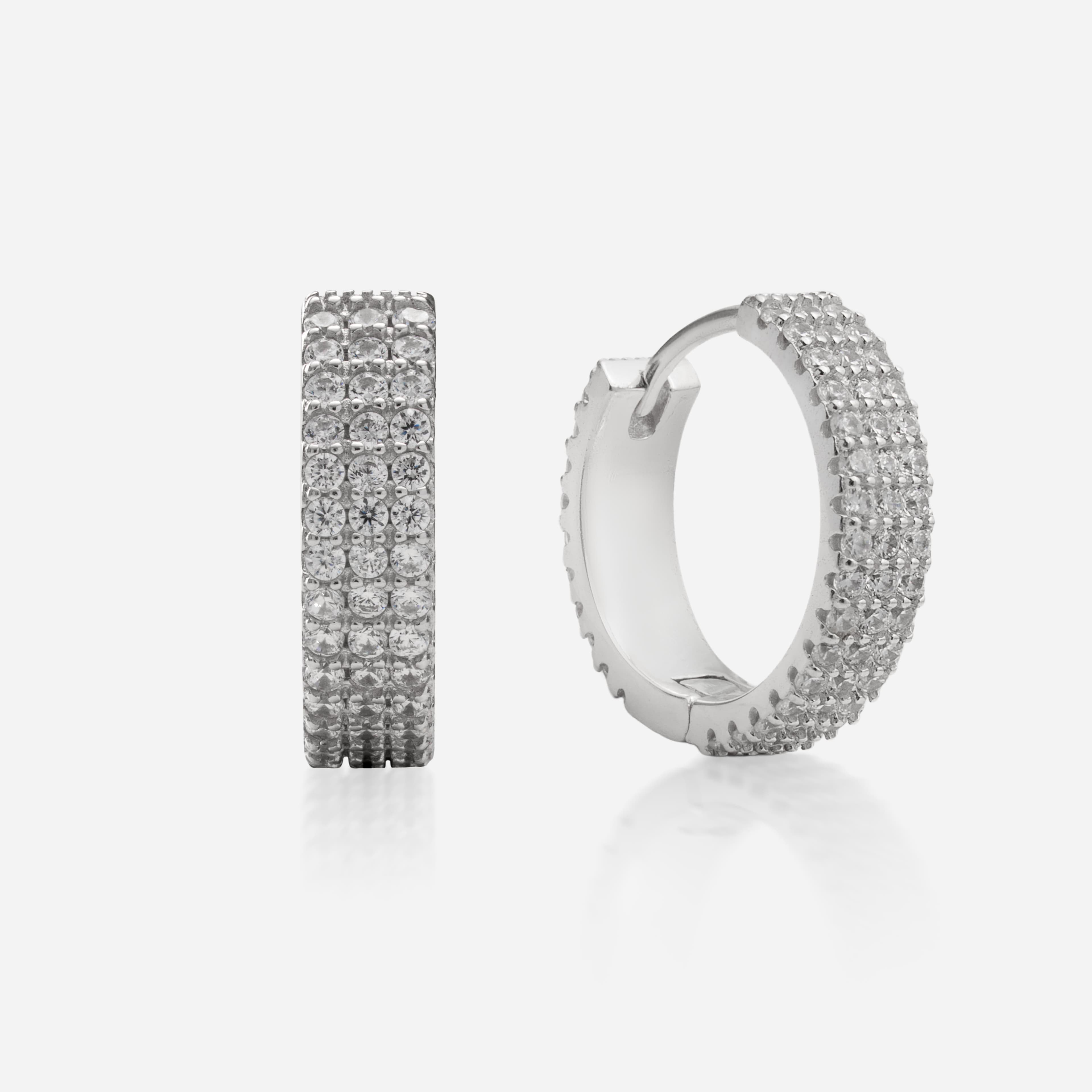 Lumière Triple-Row Pavé Huggie Hoops